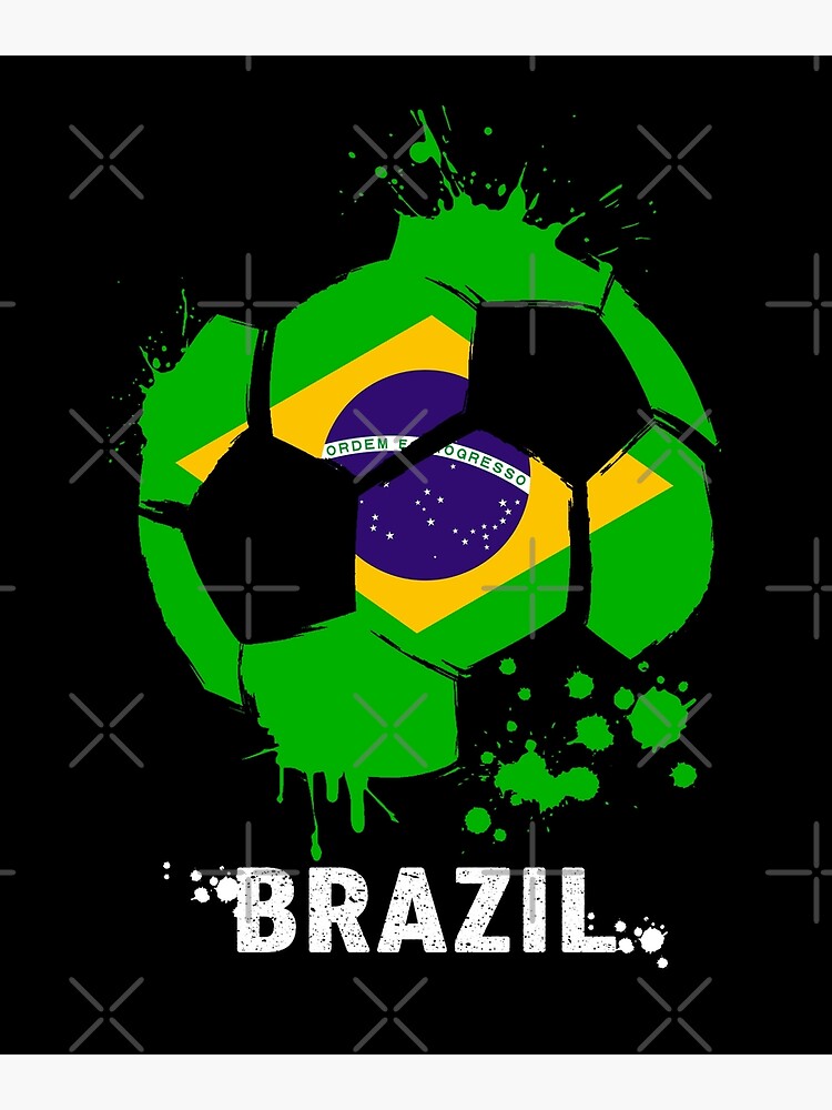 Brazil Soccer Support Team Jersey Brazilian Flag Football Poster