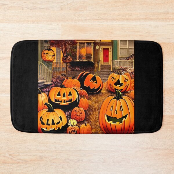 Item preview, Dark skis and cars park on the side of the road in Scary Evil Pumpkin City for Halloween  designed and sold by ralick.