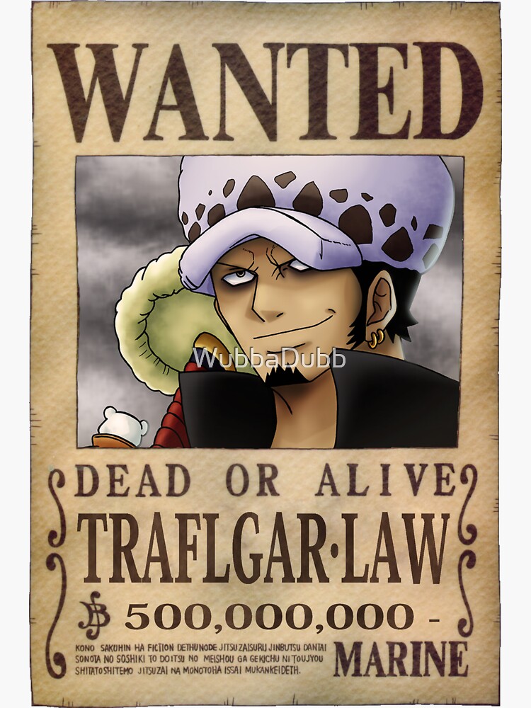 One Piece Trafalgar Law Wanted Sticker For Sale By Wubbadubb Redbubble 8589