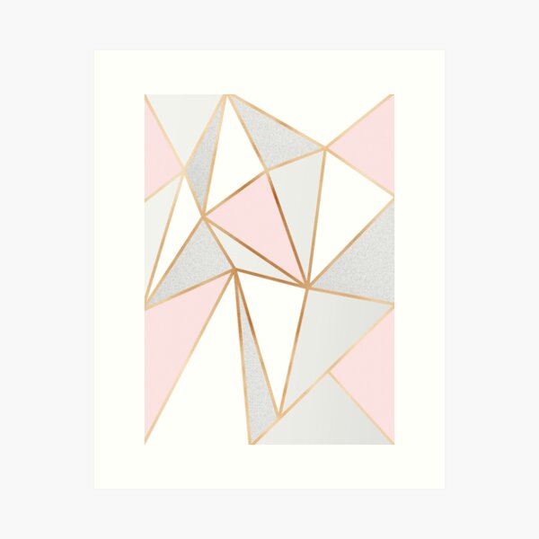 Pink, Grey & Gold Geo Art Print