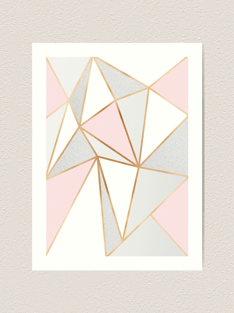 Pink Grey Gold Geo Art Print By Blue Banana Redbubble