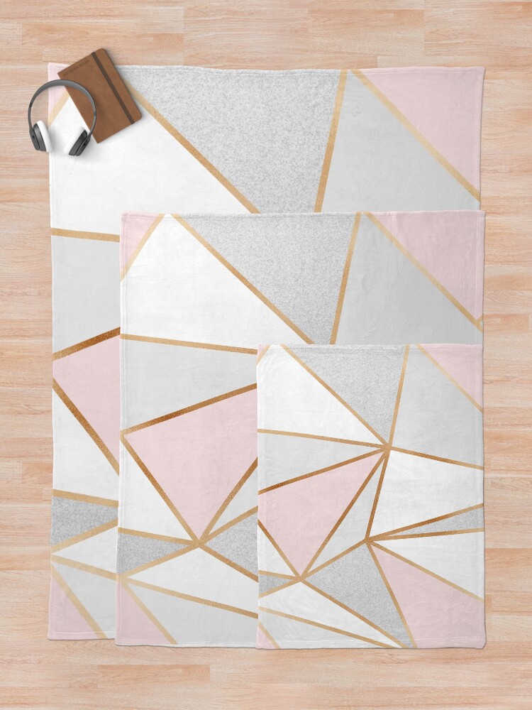 Alternate view of Pink, Grey & Gold Geo Throw Blanket