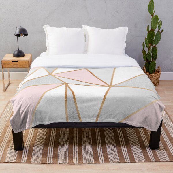 Pink, Grey & Gold Geo Throw Blanket