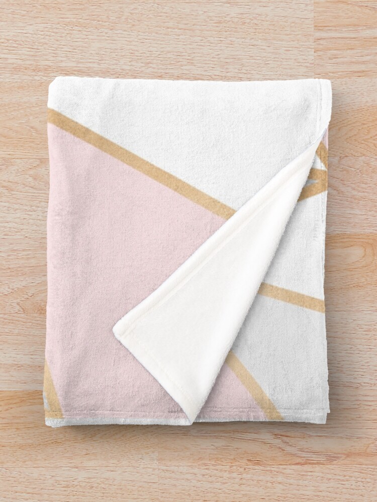 Alternate view of Pink, Grey & Gold Geo Throw Blanket