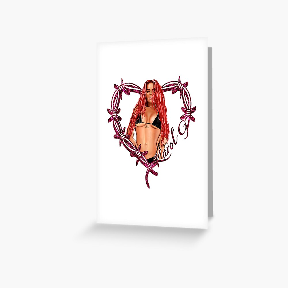 Karol G Heart Tattoo Gatubela Red Hair Png No Background New Bichota Greeting Card For