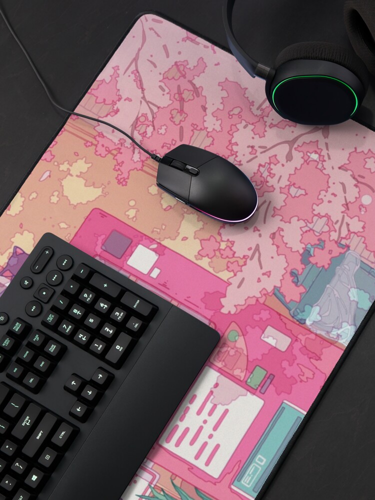 Alternate view of The stray cats, wending machine and pink cherry blossom Mouse Pad