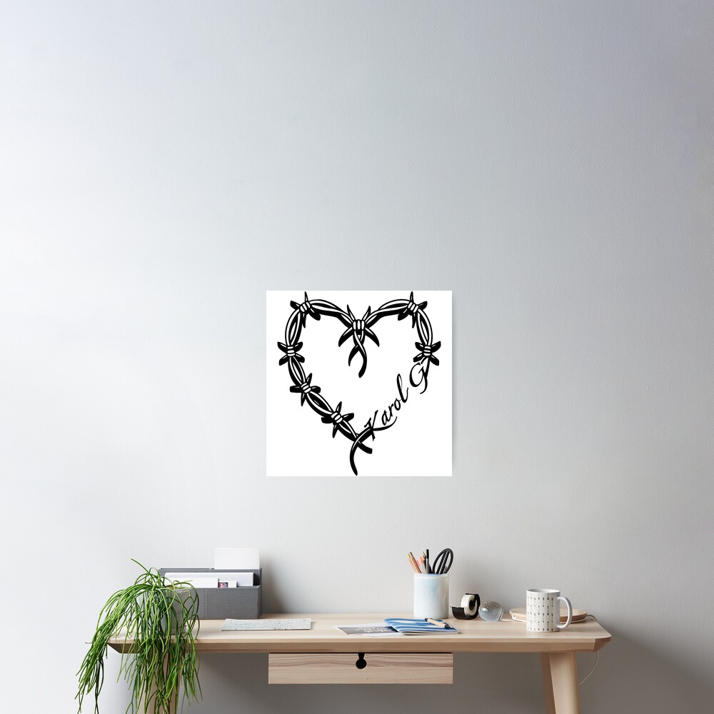 Karol G Heart Tattoo Gatubela Png No Background New Bichota Heart Poster For Sale By