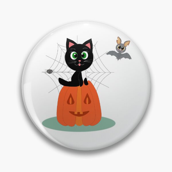 Item preview, Lack cat in a Halloween pumpkin and bat designed and sold by Ingahaliullina.