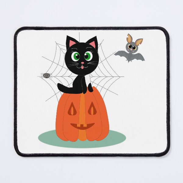 Item preview, Lack cat in a Halloween pumpkin and bat designed and sold by Ingahaliullina.