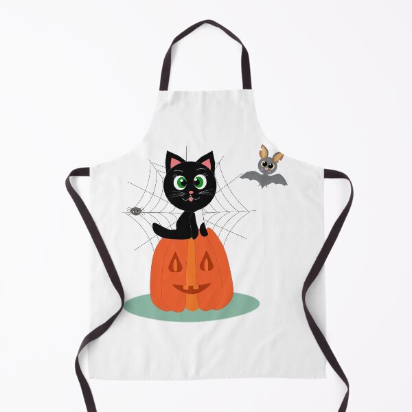 Item preview, Lack cat in a Halloween pumpkin and bat designed and sold by Ingahaliullina.