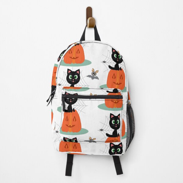 Item preview, Lack cat in a Halloween pumpkin and bat designed and sold by Ingahaliullina.