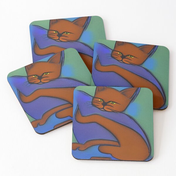 Item preview, impressionistic blue cat portrait designed and sold by jardigital.
