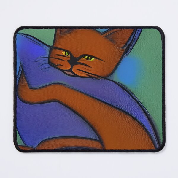 Item preview, impressionistic blue cat portrait designed and sold by jardigital.