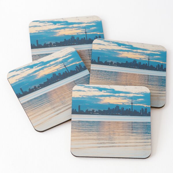 Item preview, Orange and Teal Toronto Skyline Over Water  designed and sold by Georgia Mizuleva.