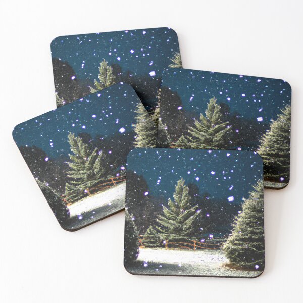 Item preview, gentle snowfall over a field of christmas trees with lights  designed and sold by xostarboyxo.
