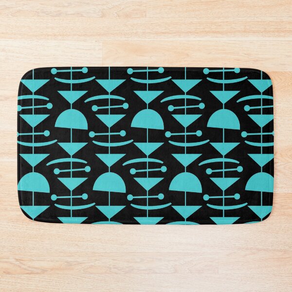 Item preview, Retro Mid Century Modern Abstract Mobile Pattern 870 Turquoise and Black designed and sold by tonymagnerart.