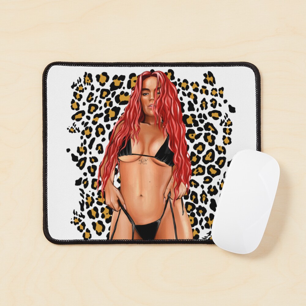 Karol G Heart Tattoo Gatubela Red Hair Png No Background New Bichota Mouse Pad For Sale