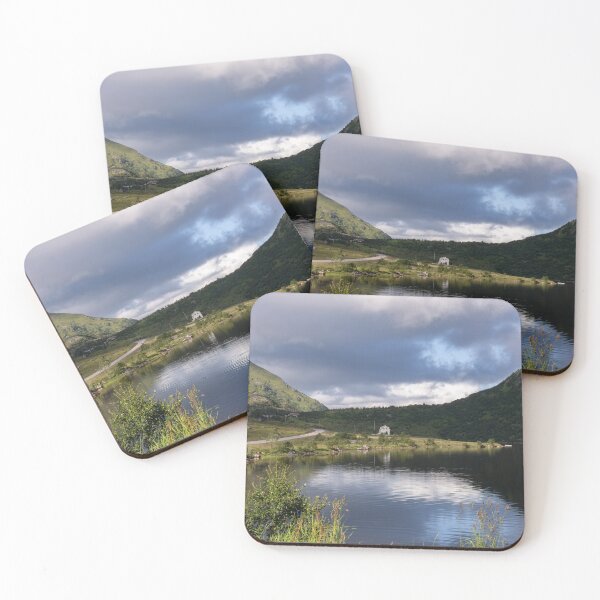 Item preview, Wonderful landscapes in Norway. Nordland. Beautiful scenery of a white house in a valley on the Lofoten Islands. Summer sunny day designed and sold by Maurizio Fabbroni.