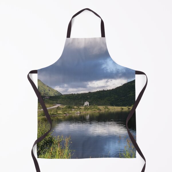 Item preview, Wonderful landscapes in Norway. Nordland. Beautiful scenery of a white house in a valley on the Lofoten Islands. Summer sunny day designed and sold by Maurizio Fabbroni.