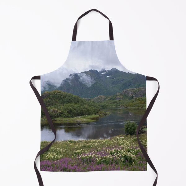 Item preview, Wonderful landscapes in Norway. Nordland. Beautiful scenery of a coastline at Fiskebol, Lofoten Islands. Rippled sea in a cloudy summer day. Seagulls, pink flowers and snowed mountains designed and sold by Maurizio Fabbroni.