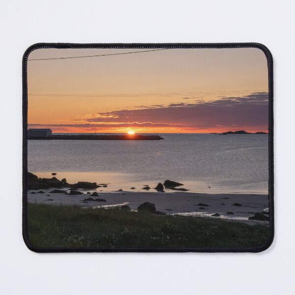 Item preview, Wonderful landscapes in Norway. Nordland. Beautiful scenery of a sunset with midnight sun on the sea on the Lofoten Islands. Summer sunny day designed and sold by Maurizio Fabbroni.
