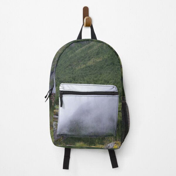 Item preview, Wonderful landscapes in Norway. Senja, Nordland. Beautiful scenery of a valley with lupine flowers on the rocks. Mirror in the lake. Cloudy summer day. Fog and mountains in background (vertical) designed and sold by Maurizio Fabbroni.