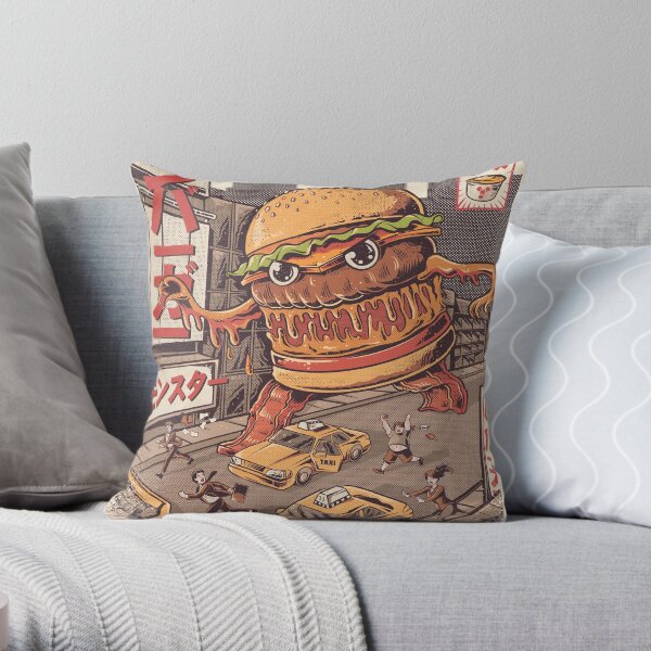 BurgerZilla Throw Pillow