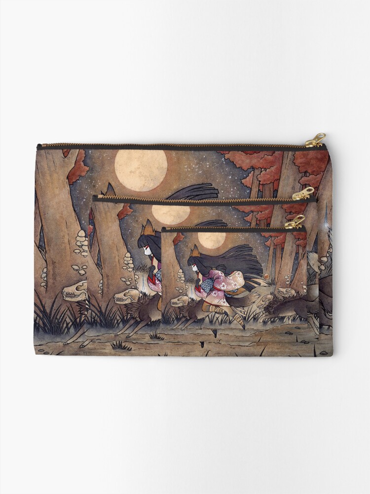 Alternate view of Running With Monsters - TeaKitsune Fox Yokai Zipper Pouch