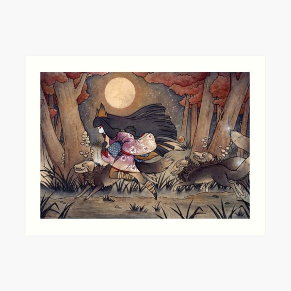 Running With Monsters - Kitsune Fox Yokai Art Print