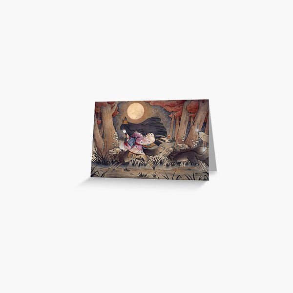 Running With Monsters - TeaKitsune Fox Yokai Greeting Card