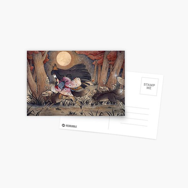 Running With Monsters - TeaKitsune Fox Yokai Postcard