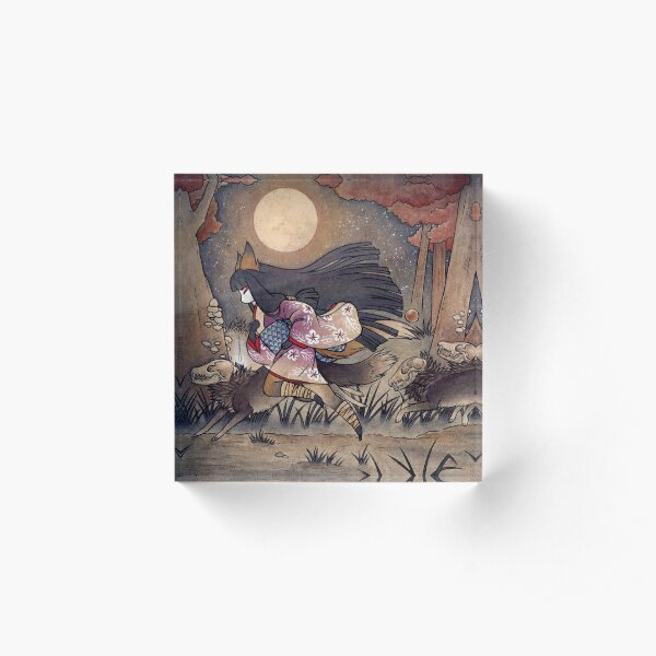 Running With Monsters - TeaKitsune Fox Yokai Acrylic Block