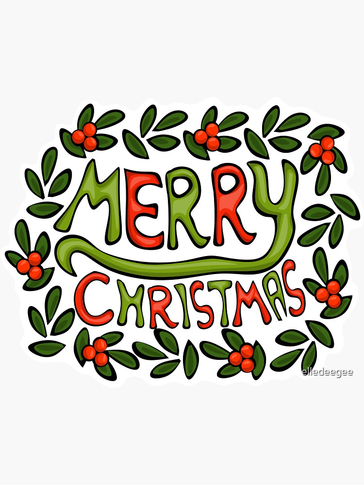 Merry Christmas Lettering Wreath by elledeegee