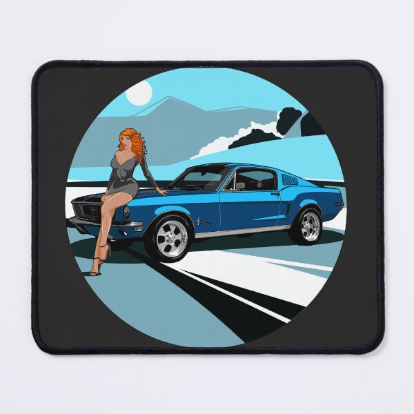 Item preview, Illustration Ford Mustang ice blue - Muscle car - USA designed and sold by SketchNinja.