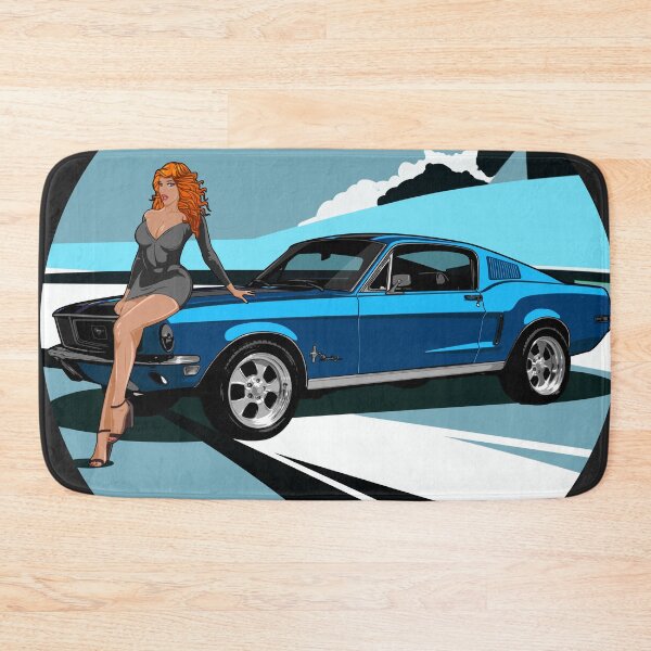 Item preview, Illustration Ford Mustang ice blue - Muscle car - USA designed and sold by SketchNinja.