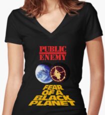 p.e. fear of a black planet Women's Fitted V-Neck T-Shirt
