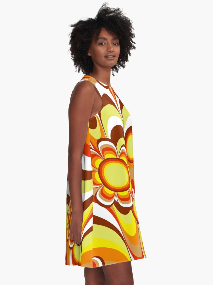 Alternate view of Groovy 60s Psychedelic Flower A-Line Dress