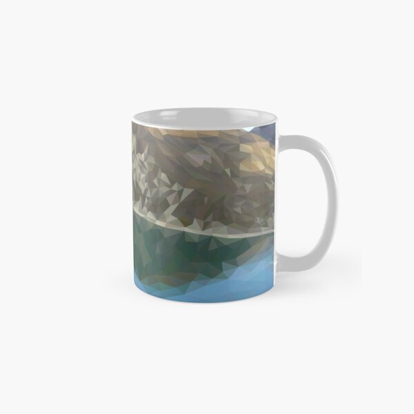 Lake in the mountains in polygon technique Classic Mug