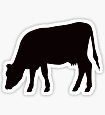 Grazing cow, black silhouette Sticker