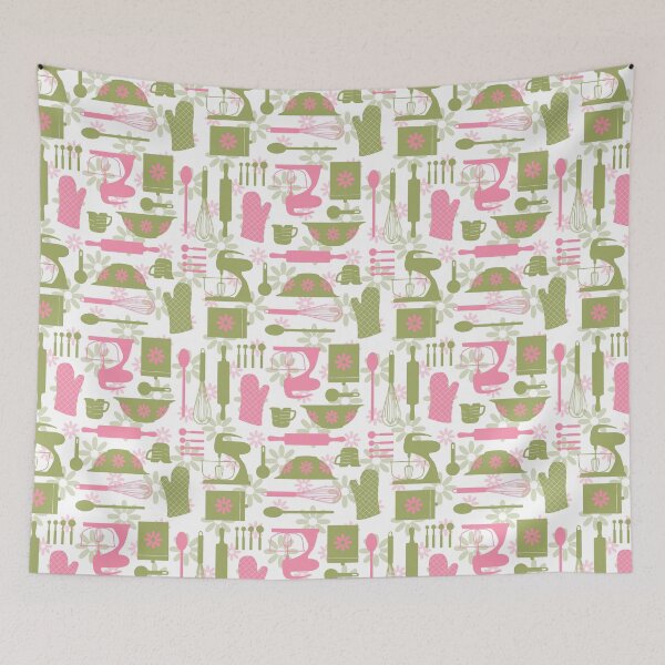 Item preview, Green and Pink Retro Kitchen  designed and sold by WickedRefined - Nicole Demereckis.