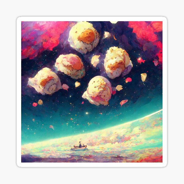 psychedelic dumpings floating in space Sticker