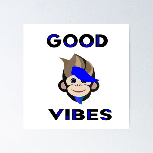 Item preview, The Monkey Good Vibes blue type designed and sold by RemieJames.