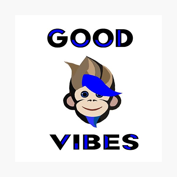 Item preview, The Monkey Good Vibes blue type designed and sold by RemieJames.