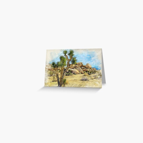 Item preview, Vintage Joshua Tree National Park Sketch Watercolor designed and sold by StudioAkubi.