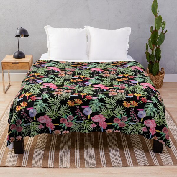 Item preview, Watercolor Floral Flowers Tropical Colorful Brushstroke Black designed and sold by StudioAkubi.