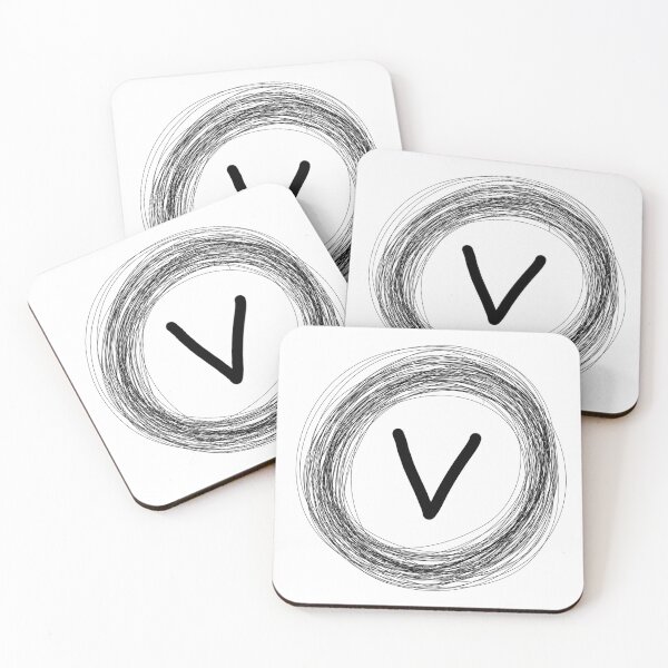Item preview, Black circle bordered V initial monogram designed and sold by Words-Artist.