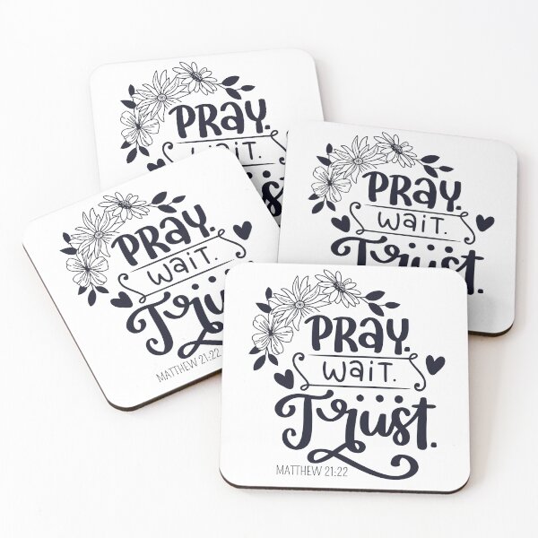 Item preview, Pray Wait Trust - christian bible verses designed and sold by stillnessgifts.