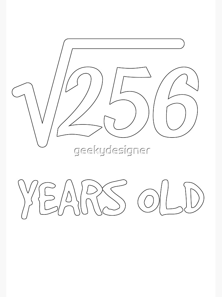 square-root-of-256-16th-birthday-16-years-old-teen-boy-girl-poster