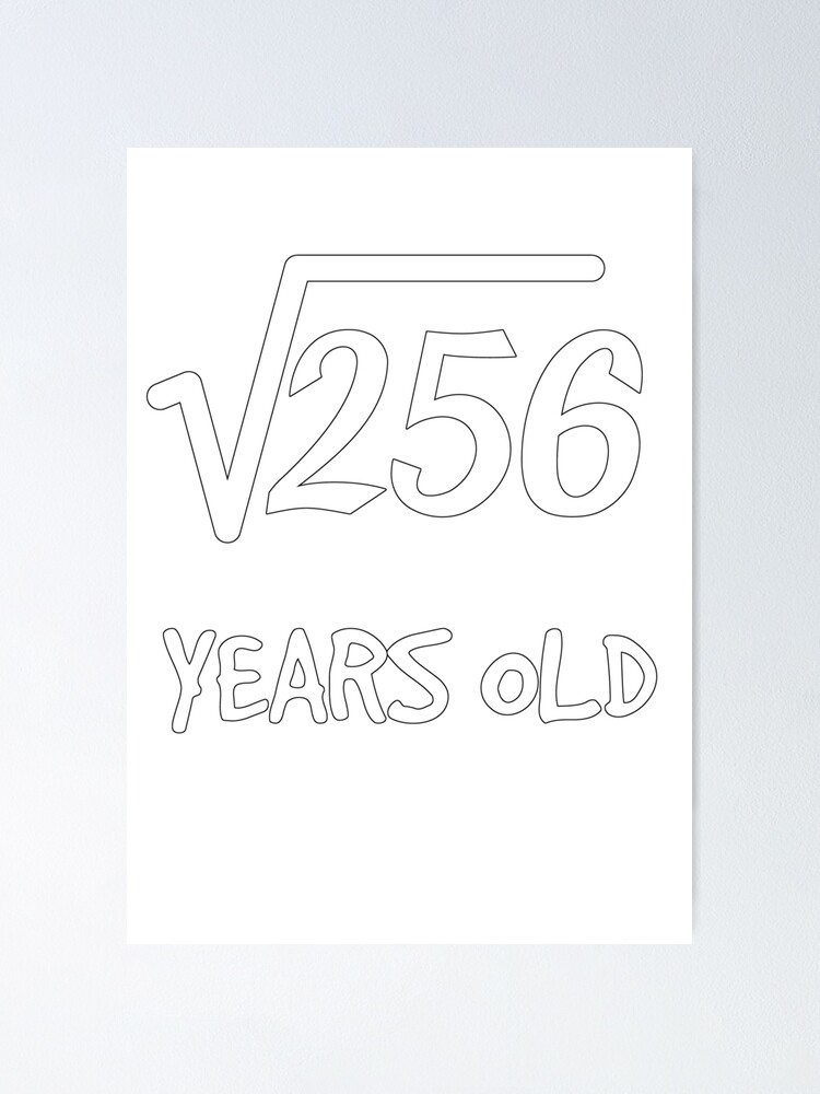 square-root-of-256-16th-birthday-16-years-old-teen-boy-girl-poster