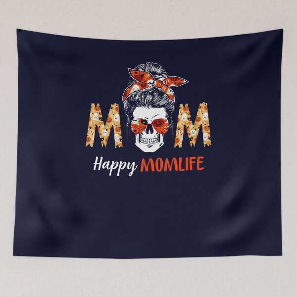 Item preview, Happy Mom Life Skull Mom Messy Hair Bun Monster  Funny Halloween  designed and sold by Simeon	 Dorelus.